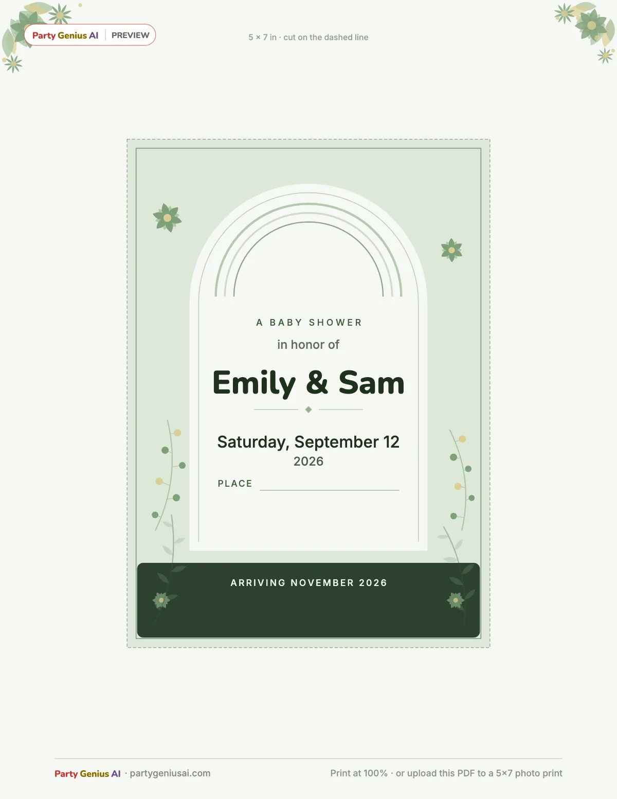 Invitation — Boho Arch — watermarked sample