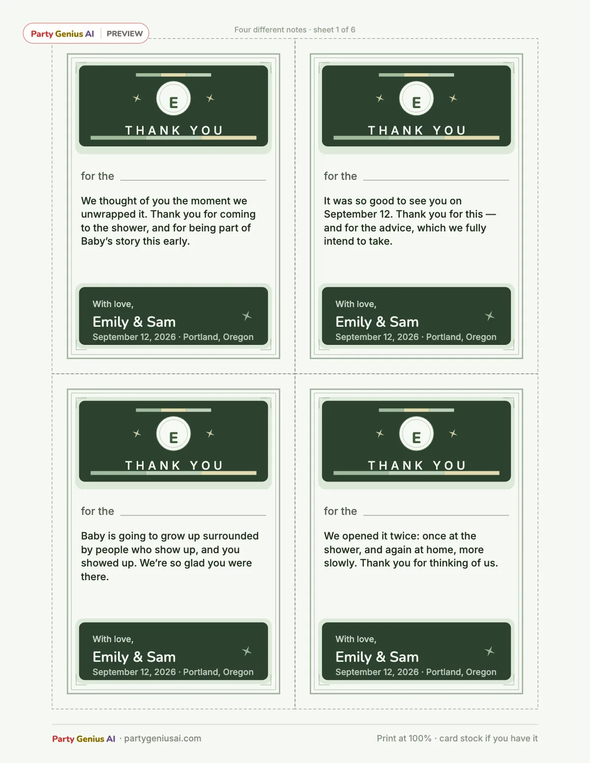 Thank-You Cards — Pre-Written — watermarked sample